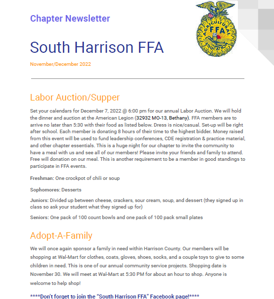 FFA Newsletter Page 1